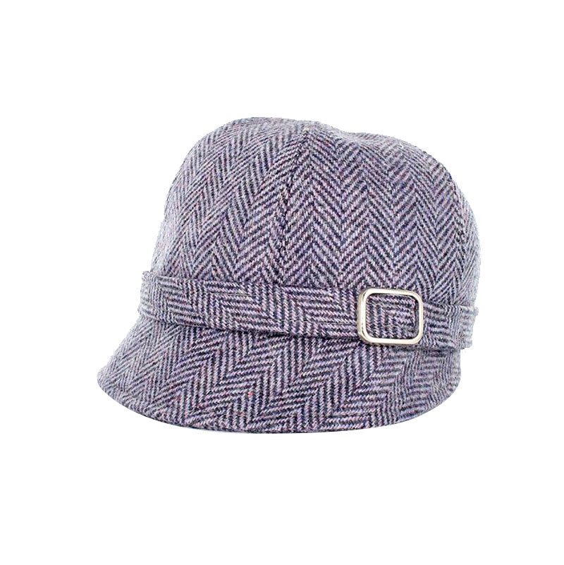 Ladies Tweed Flapper Hat - Light Purple Herringbone