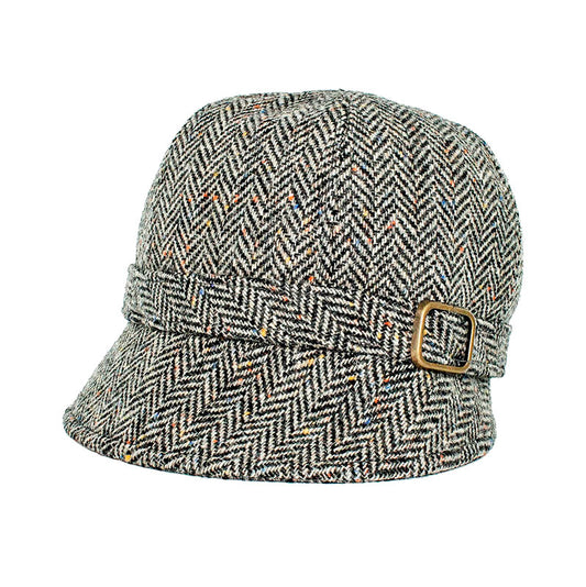 Ladies Tweed Flapper Hat - Grey Herringbone