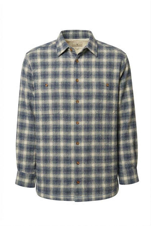 Fleece Lined Flannel Collar Shirt - Navy