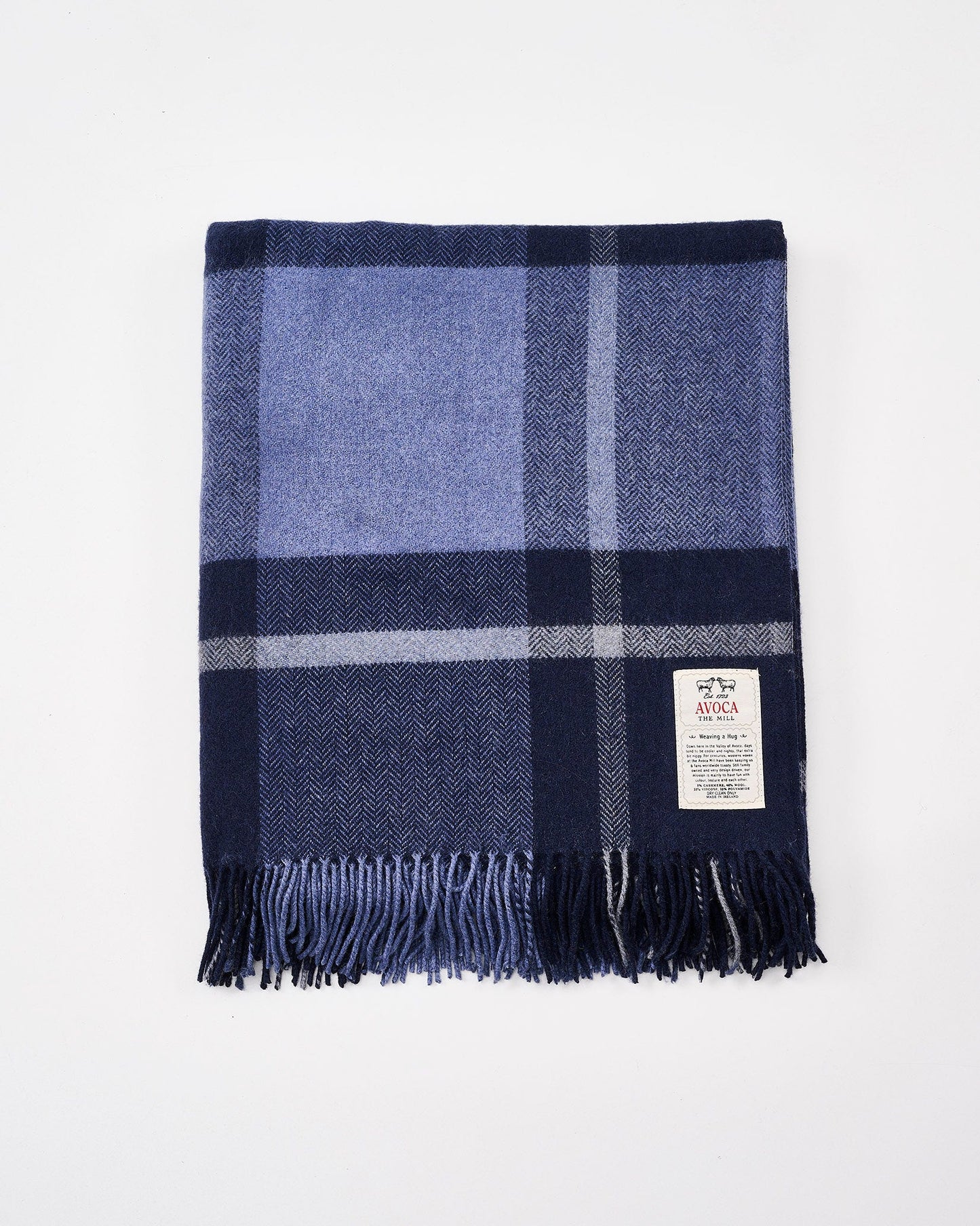 Cashmere Blend Throw - Navy Check