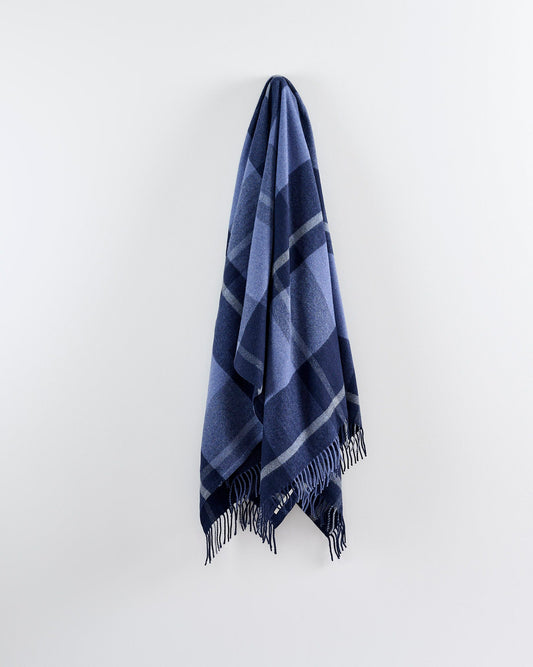 Cashmere Blend Throw - Navy Check