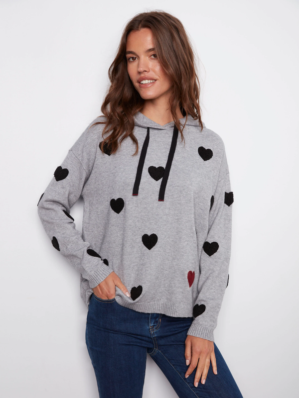 Needle Punch Heart Boucle Hoodie