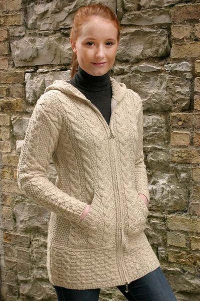 Galway Irish Cable Knit Hooded Coat - Parsnip