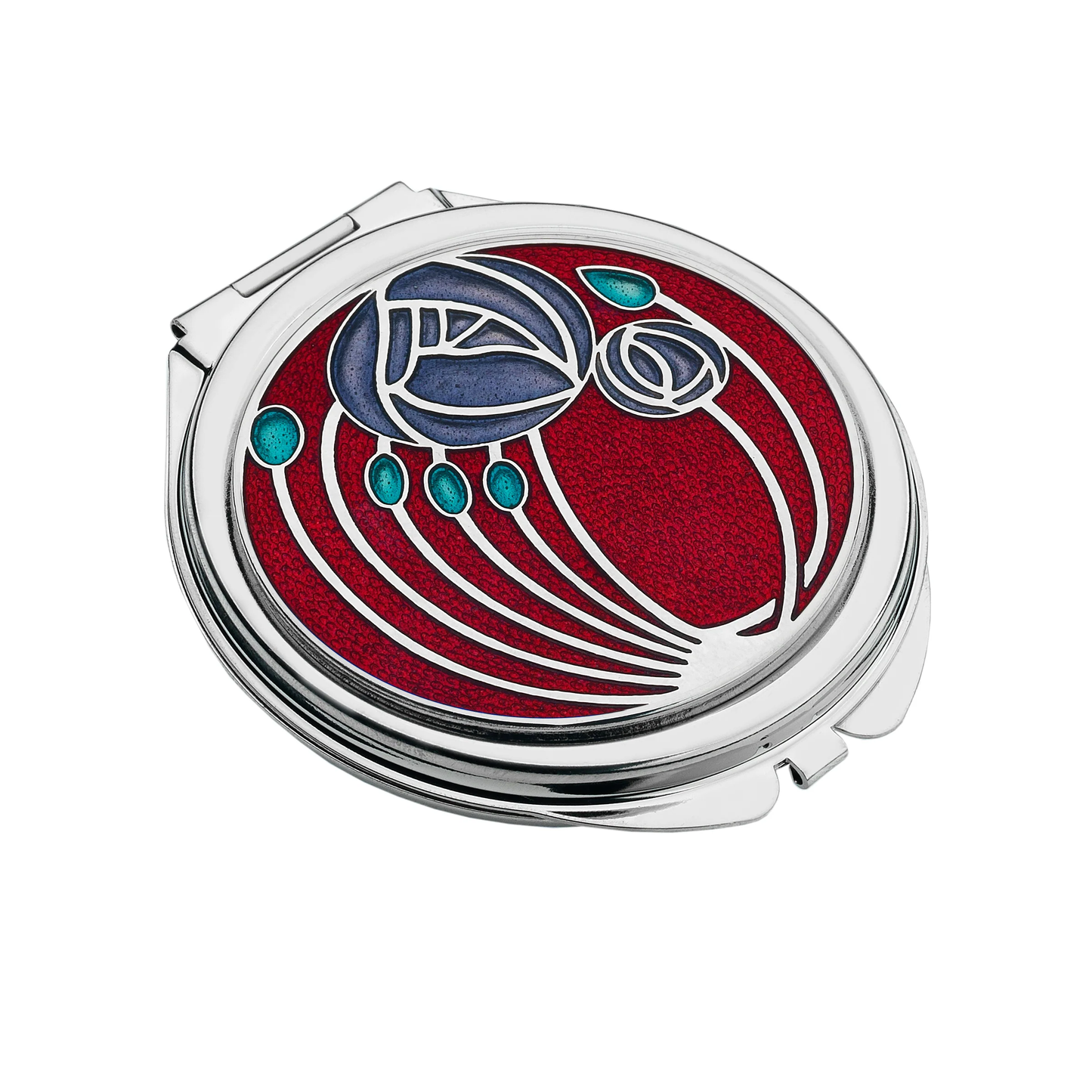 Rennie Mackintosh Enamel Roses Compact Mirror - Red