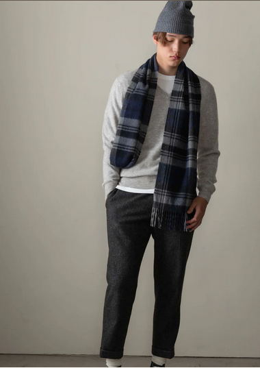 Heritage Cashmere Scarf - Grey  BlackWatch