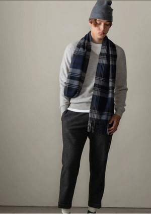 Heritage Cashmere Scarf - Grey  BlackWatch