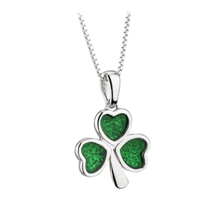 S46478 Silver Acara Enamel Shamrock Pendant