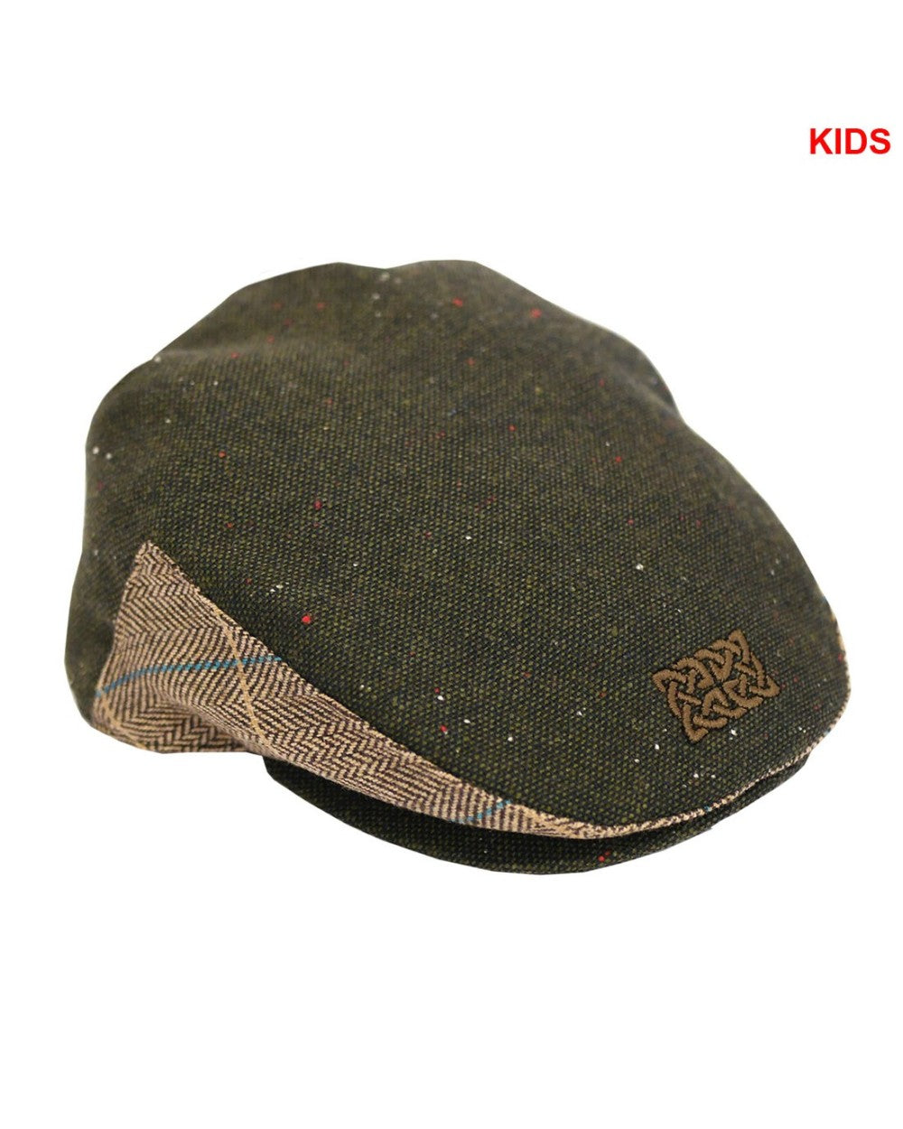 Kids Tweed Celtic Knot Flat Cap - Green