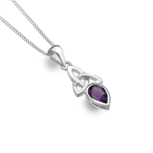 Sterling Silver Trinity Knot Pendant - Amethyst