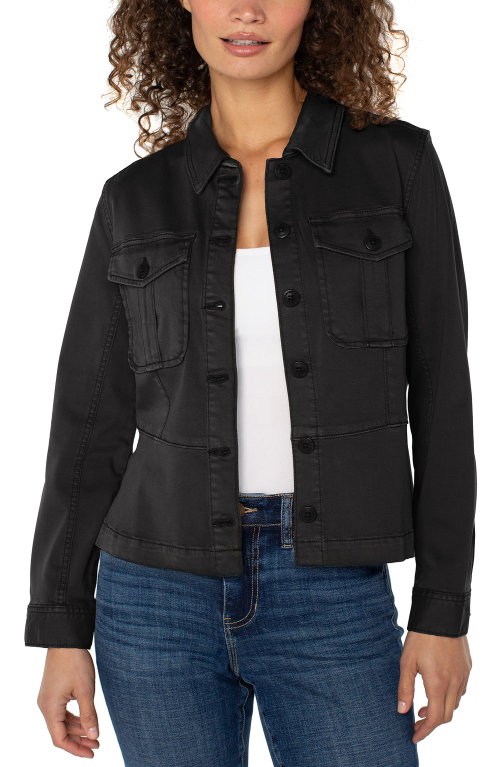 Peplum Hem Trucker Jacket
