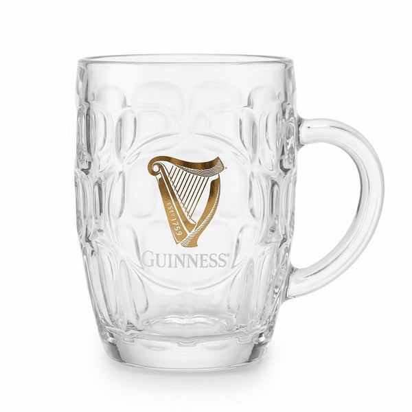 Guinness Gold Harp Dimple Glass Mug – 20 oz Tankard