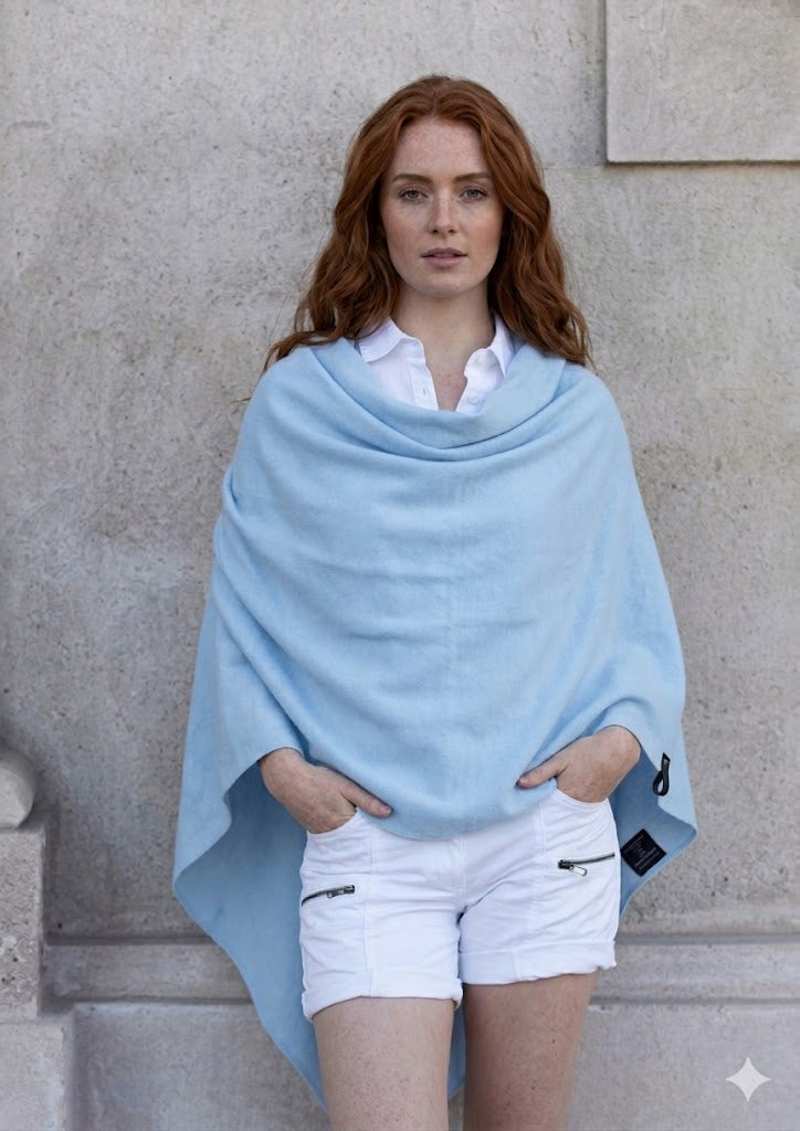 Fleece Poncho - Baby Blue