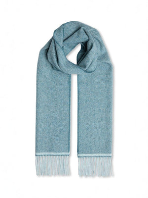 Foxford Aqua Mist Herringbone Lambswool Scarf