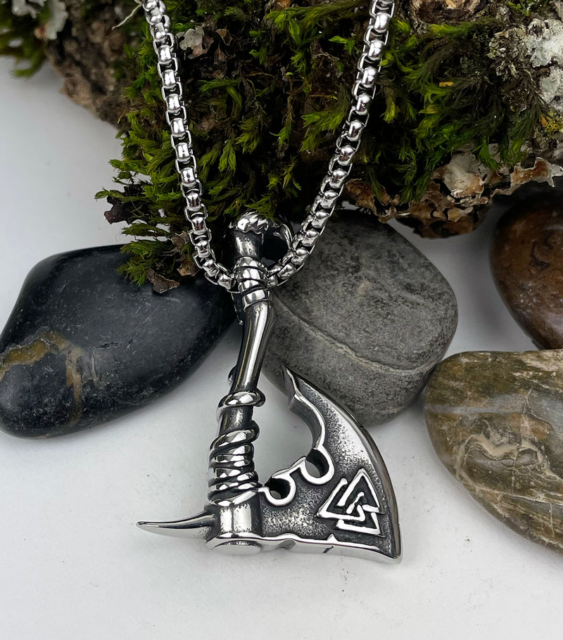 Celtic Axe of Forseti with Valknut Stailess Steel Pendant