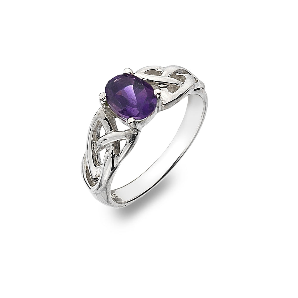 Celtic Trinity Knot Ring - Amethyst