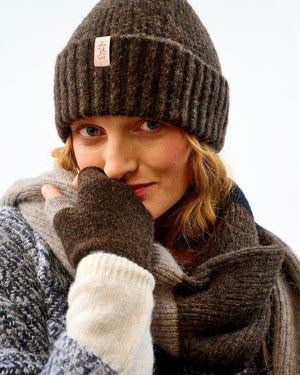Avoca Lambswool Fingerless Mittens - Cocoa & Vole