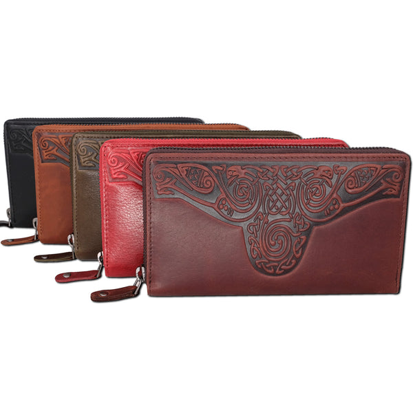 Roisin Celtic Leather Wallet - Green