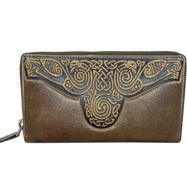 Roisin Celtic Leather Wallet - Green