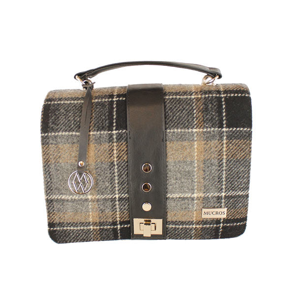 Fiona Irish Tweed Purse - Black & Grey Plaid