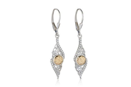 Solstice Twisted Trinity Earrings With 18K Bead Drop