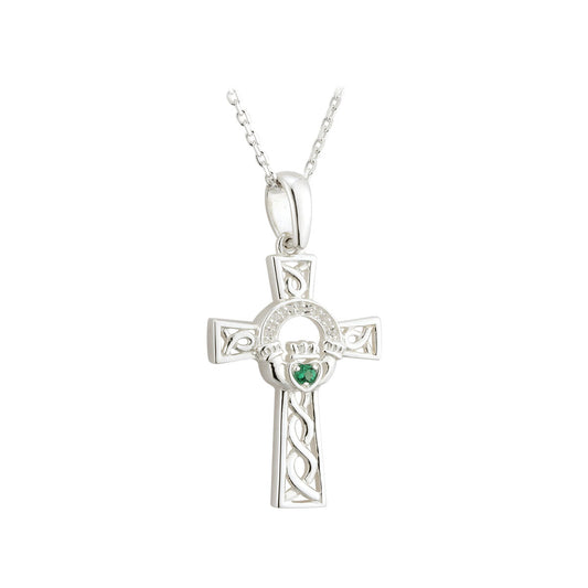 S45529 Sterling Silver Claddagh Cross Pendant