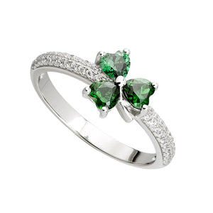 Green Cubic Zirconia Shamrock Ring
