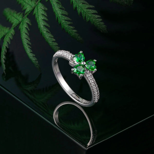 Green Cubic Zirconia Shamrock Ring