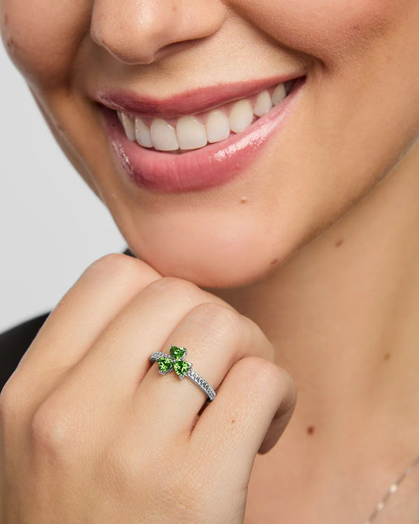 Green Cubic Zirconia Shamrock Ring