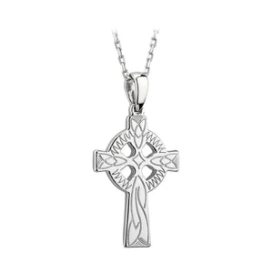 Sterling Silver Engraved Celtic Cross Pendant