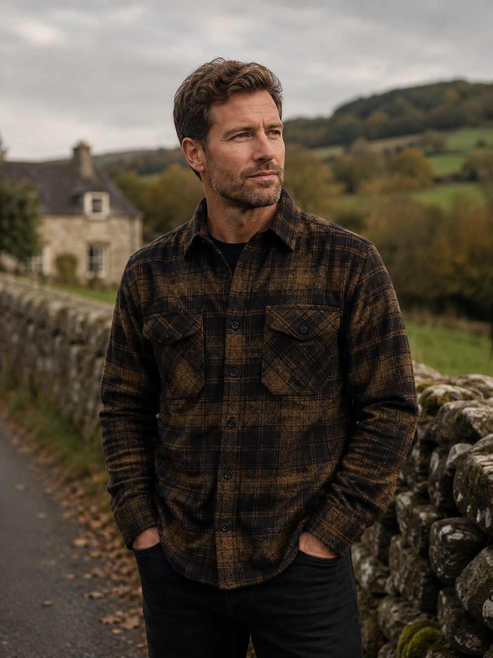 Stratton 100% Cotton Flannel Shirt - Black