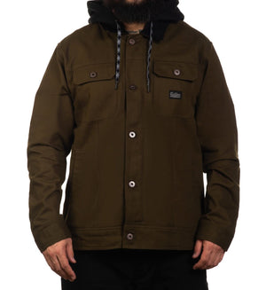 Brown jacket with a brand logo on a white background