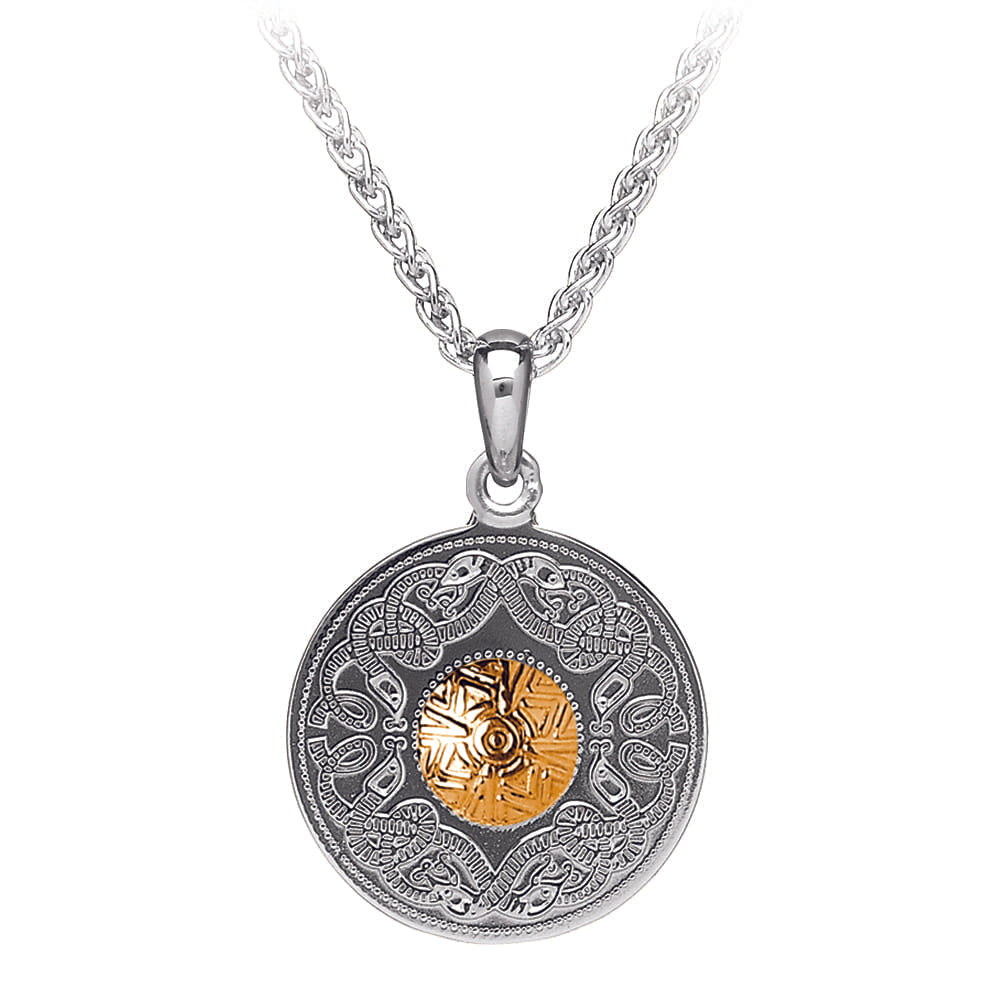 Celtic Warrior Medium Shield Pendant With 18k Bead