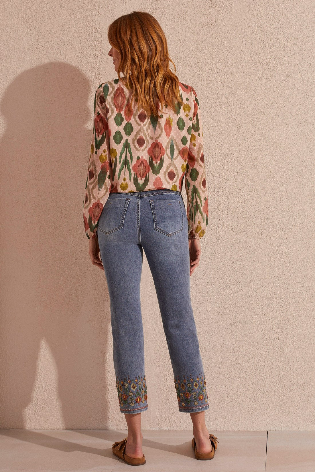 Audrey Pull-On Embroidered Straight Ankle Jean