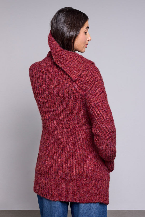 Oversized Ribbed Knit Cardigan - Pinot