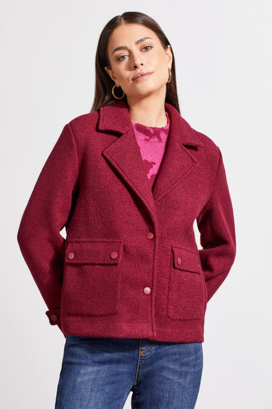 Boiled Wool Peacoat With Patch Pockets