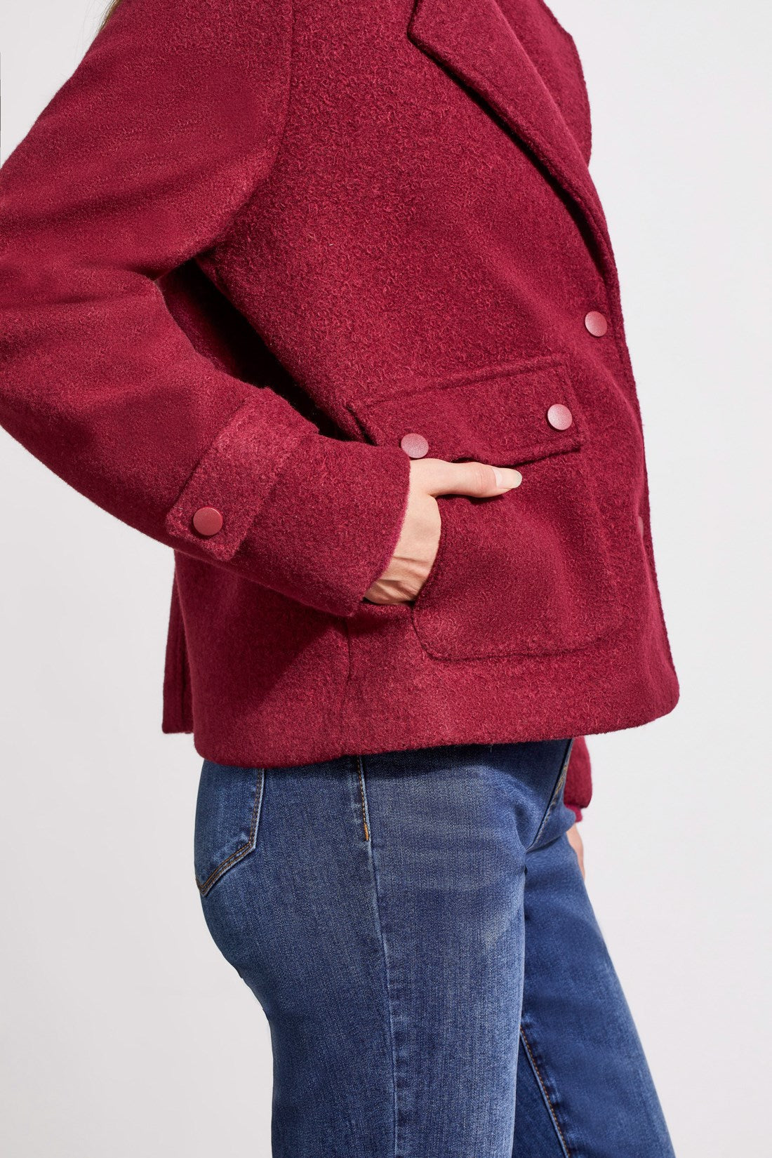 Boiled Wool Peacoat With Patch Pockets