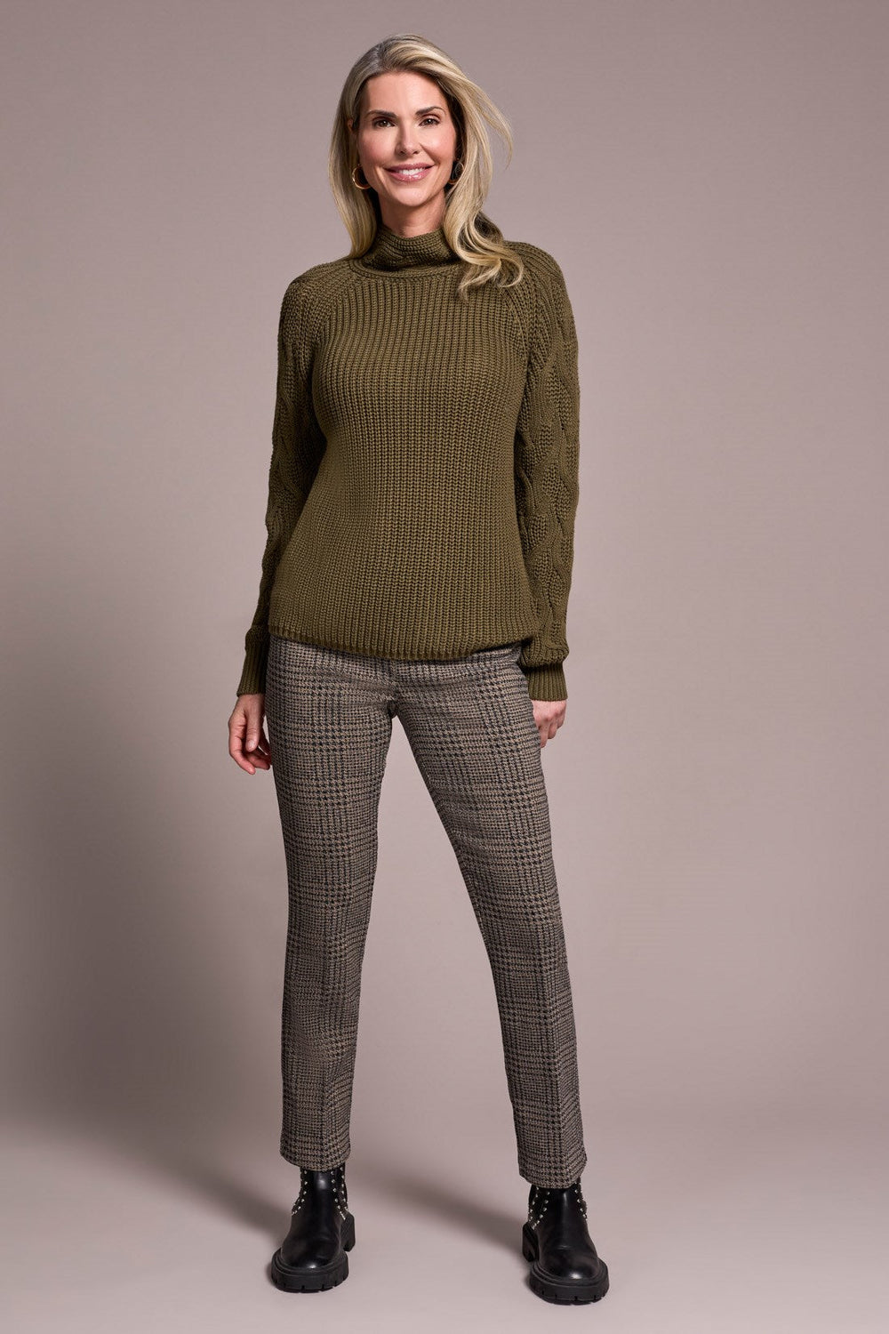 Cable Knit Mock Neck Sweater