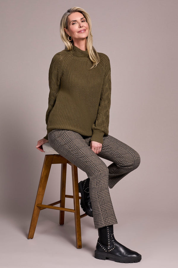 Cable Knit Mock Neck Sweater