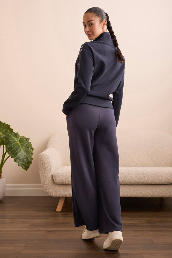 Zip Funnel Neck Top w/ Stitching
