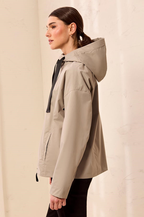 Hooded Zip Front Rain Jacket