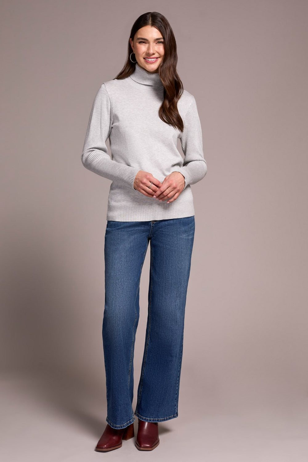 Lightweight Turtle Neck Sweater - Grey Mix