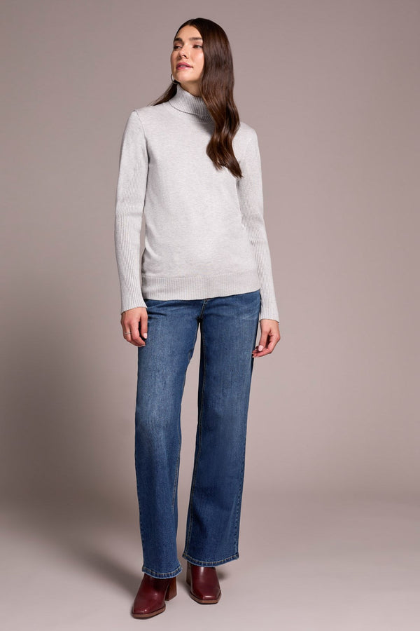 Lightweight Turtle Neck Sweater - Grey Mix