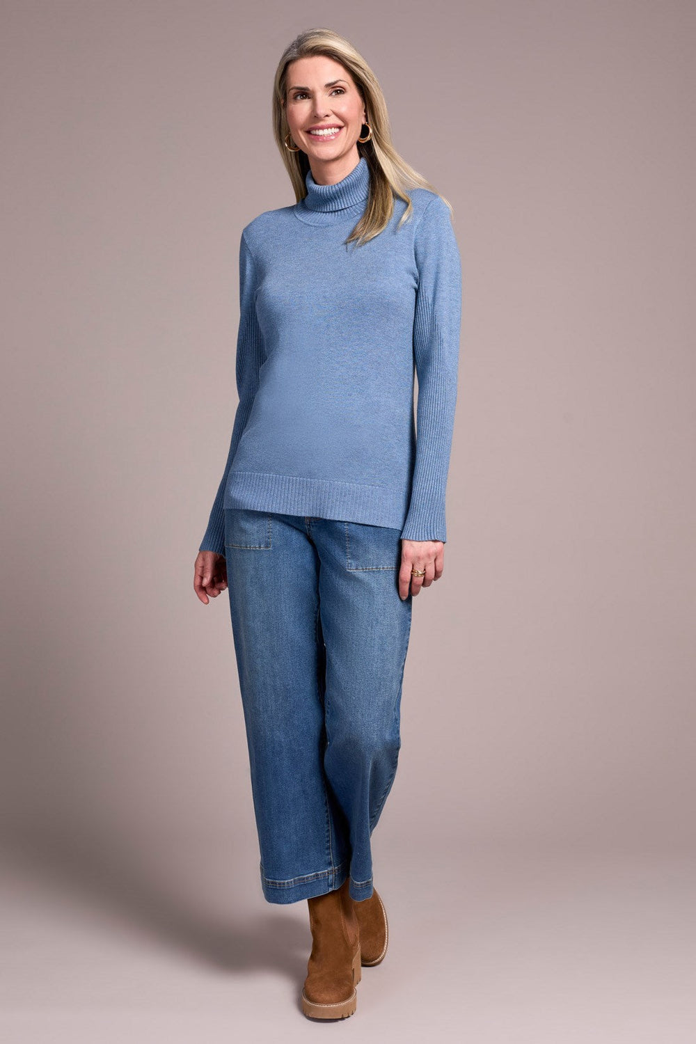 Lightweight Turtle Neck Sweater - H. Slate