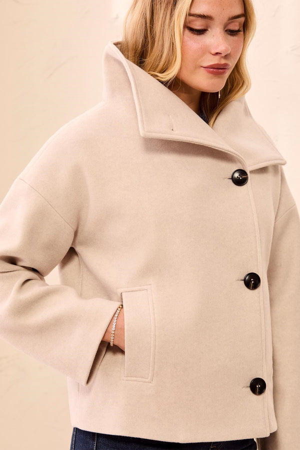 Lofty Chic Funnel Neck Jacket - Antique White