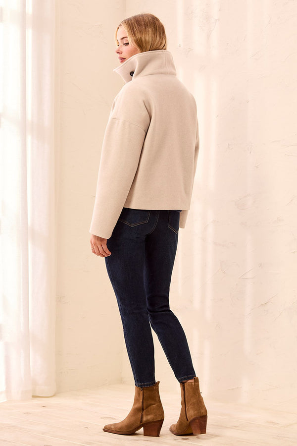 Lofty Chic Funnel Neck Jacket - Antique White