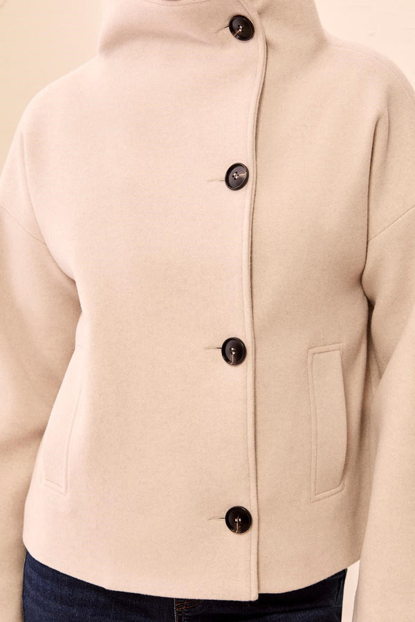 Lofty Chic Funnel Neck Jacket - Antique White