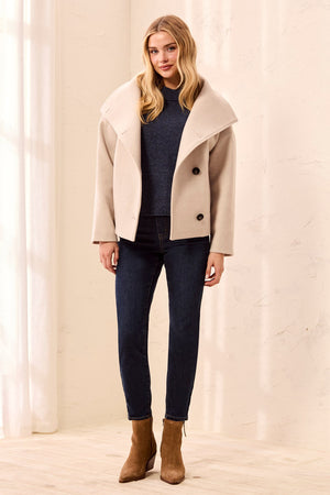 Lofty Chic Funnel Neck Jacket - Antique White