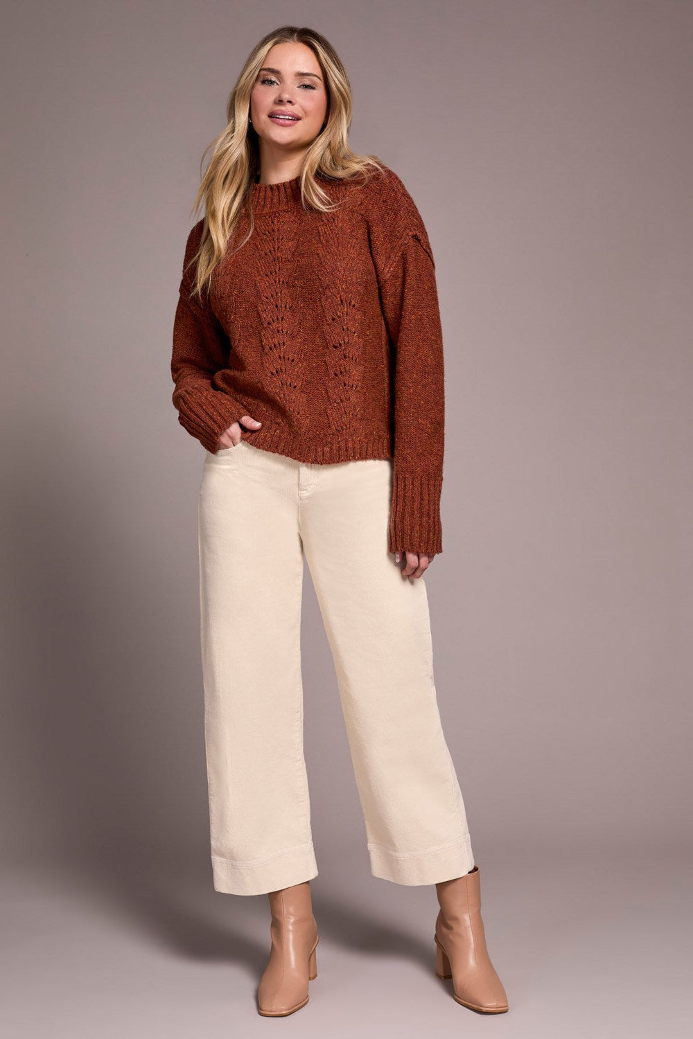 Multi Speckle Crew Neck Sweater - M. Ginger Spice