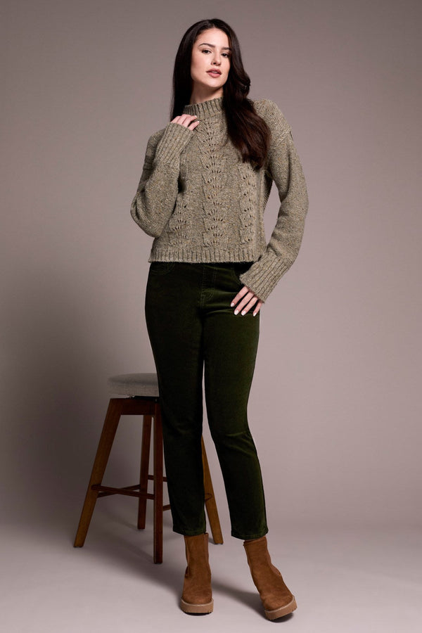 Crew Neck Sweater w/ Puff Sleeves