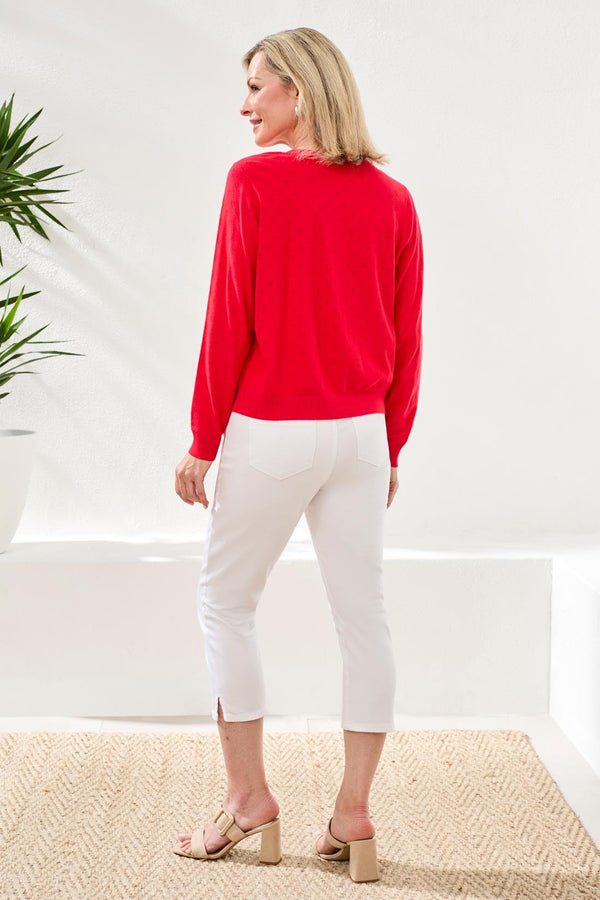 Heart Pointelle Knit Cardigan Sweater With Button-Front Closure